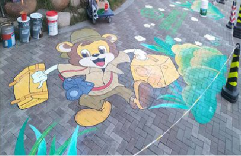 德钦夏季画地面彩绘会遇到的问题